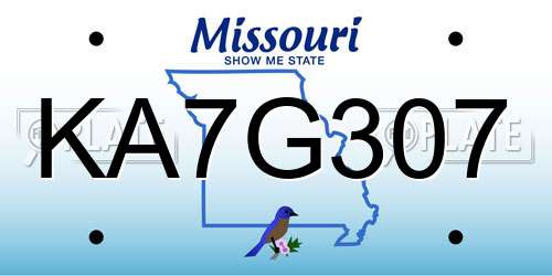 KA7G307 Missouri License Plate