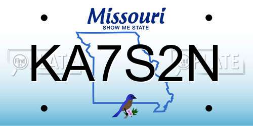 KA7S2N Missouri License Plate