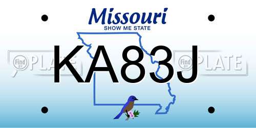 KA83J Missouri License Plate