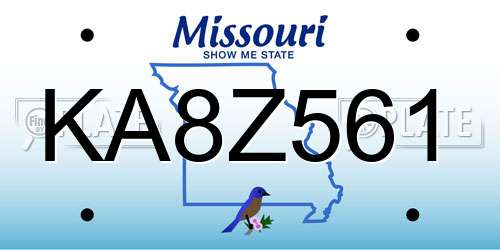 KA8Z561 Missouri License Plate