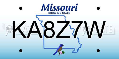 KA8Z7W Missouri License Plate
