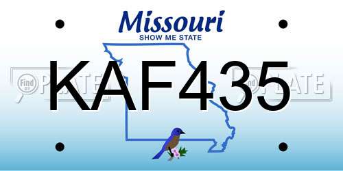 KAF435 Missouri License Plate