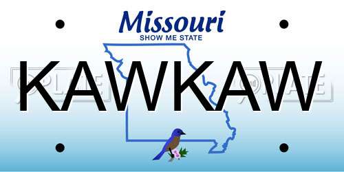 KAWKAW Missouri License Plate