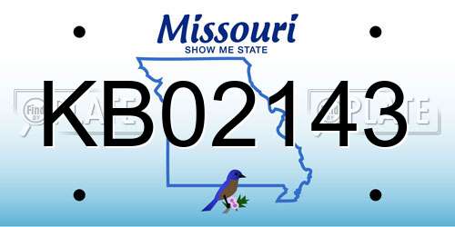 KB02143 Missouri License Plate