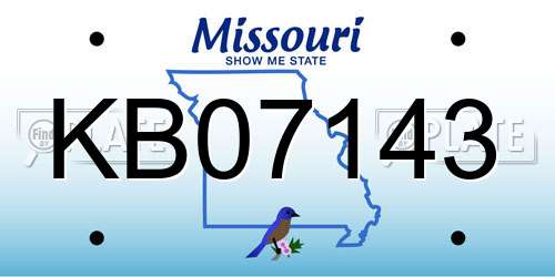 KB07143 Missouri License Plate