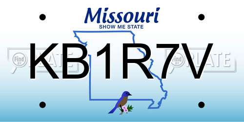 KB1R7V Missouri License Plate