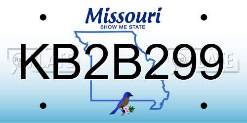 KB2B299 Missouri License Plate