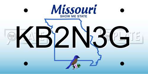 KB2N3G Missouri License Plate