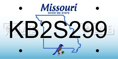 KB2S299 Missouri License Plate
