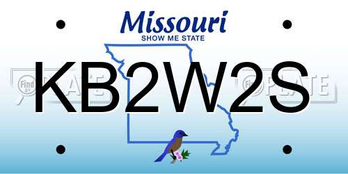KB2W2S Missouri License Plate