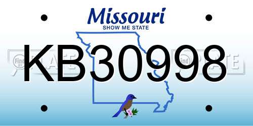 KB30998 Missouri License Plate