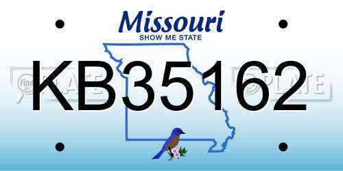 KB35162 Missouri License Plate