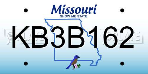 KB3B162 Missouri License Plate