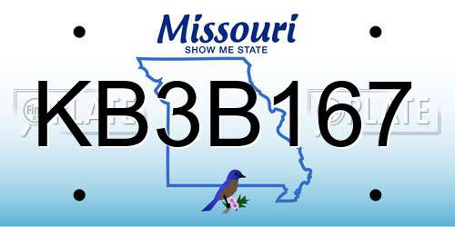 KB3B167 Missouri License Plate