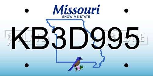 KB3D995 Missouri License Plate
