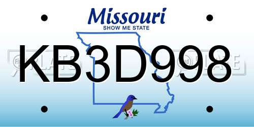 KB3D998 Missouri License Plate