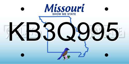 KB3Q995 Missouri License Plate