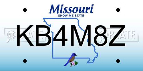 KB4M8Z Missouri License Plate