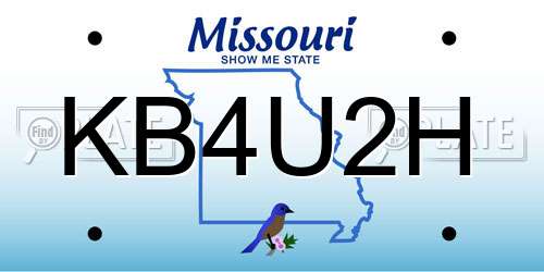 KB4U2H Missouri License Plate