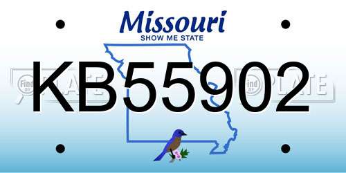 KB55902 Missouri License Plate
