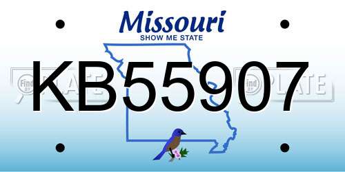 KB55907 Missouri License Plate