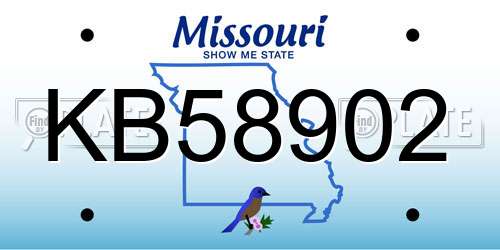 KB58902 Missouri License Plate