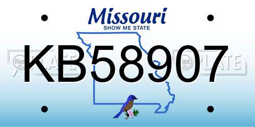 KB58907 Missouri License Plate