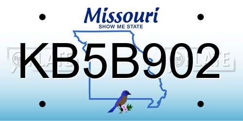 KB5B902 Missouri License Plate