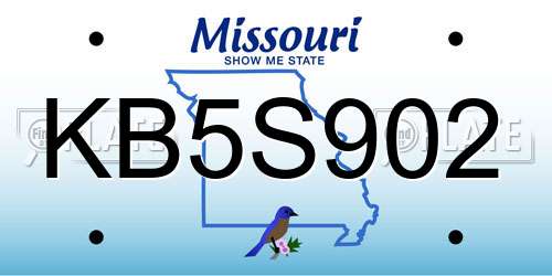 KB5S902 Missouri License Plate