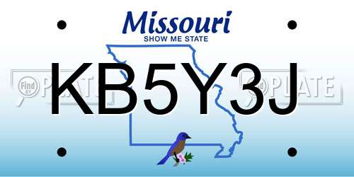 KB5Y3J Missouri License Plate