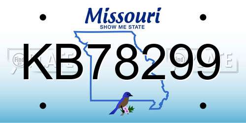 KB78299 Missouri License Plate