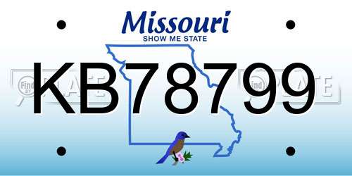 KB78799 Missouri License Plate