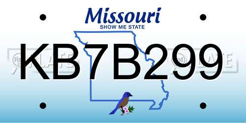 KB7B299 Missouri License Plate