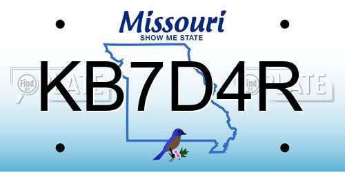 KB7D4R Missouri License Plate