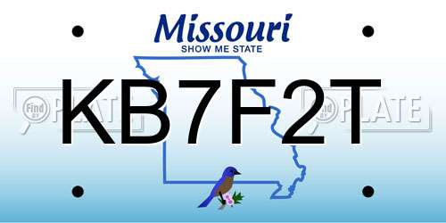 KB7F2T Missouri License Plate