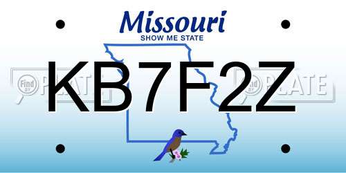 KB7F2Z Missouri License Plate