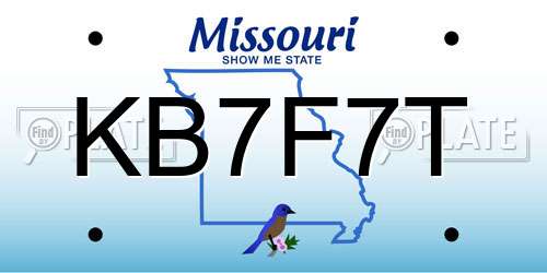 KB7F7T Missouri License Plate