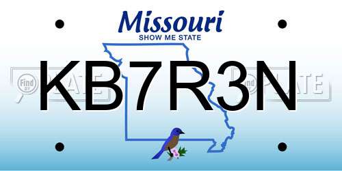KB7R3N Missouri License Plate