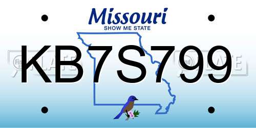 KB7S799 Missouri License Plate