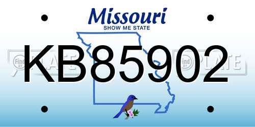 KB85902 Missouri License Plate