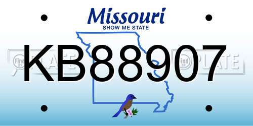 KB88907 Missouri License Plate