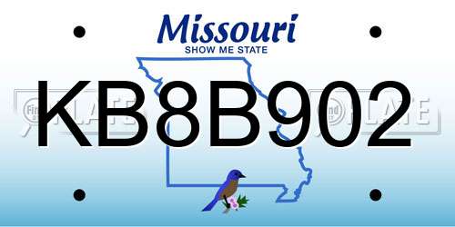 KB8B902 Missouri License Plate