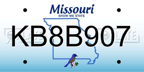 KB8B907 Missouri License Plate