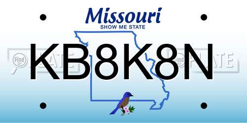 KB8K8N Missouri License Plate