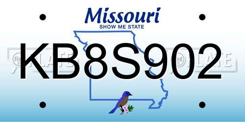 KB8S902 Missouri License Plate
