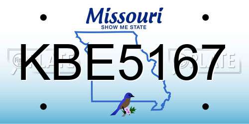 KBE5167 Missouri License Plate