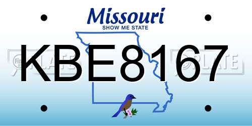 KBE8167 Missouri License Plate