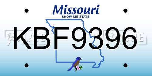 KBF9396 Missouri License Plate
