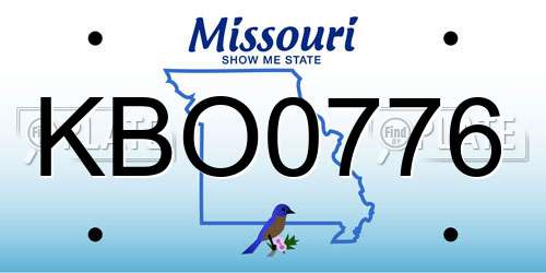 KBO0776 Missouri License Plate