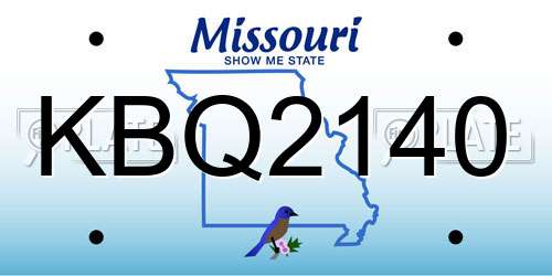 KBQ2140 Missouri License Plate